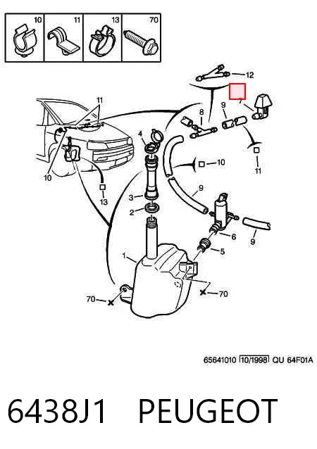 Injetor de fluido para lavador de pára-brisas 6438J1 Peugeot/Citroen