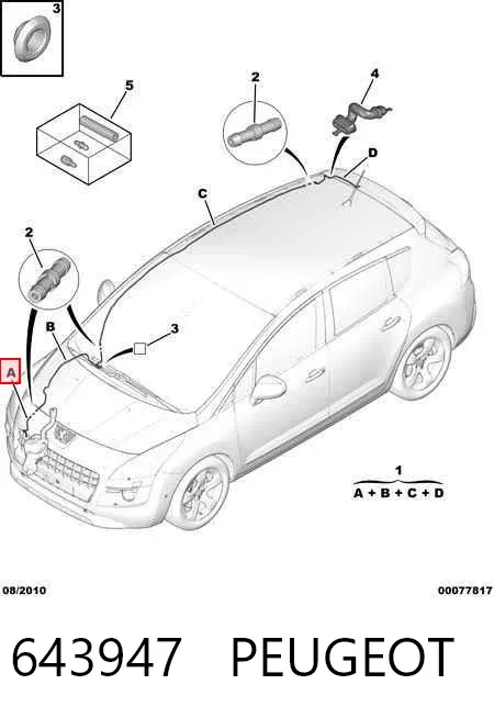 Mangueira de fluido para lavador de pára-brisas 643947 Peugeot/Citroen
