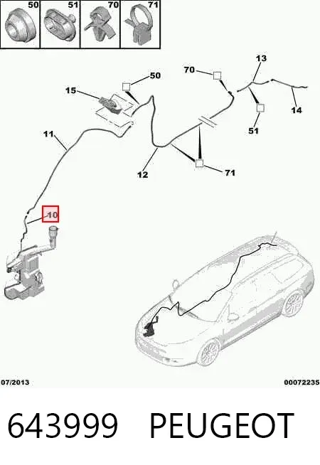 Mangueira de fluido para lavador de pára-brisas 643999 Peugeot/Citroen