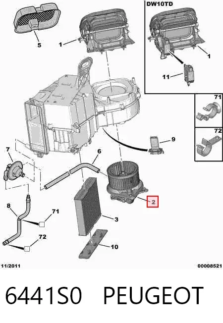 Motor de ventilador de forno (de aquecedor de salão) 6441S0 Peugeot/Citroen