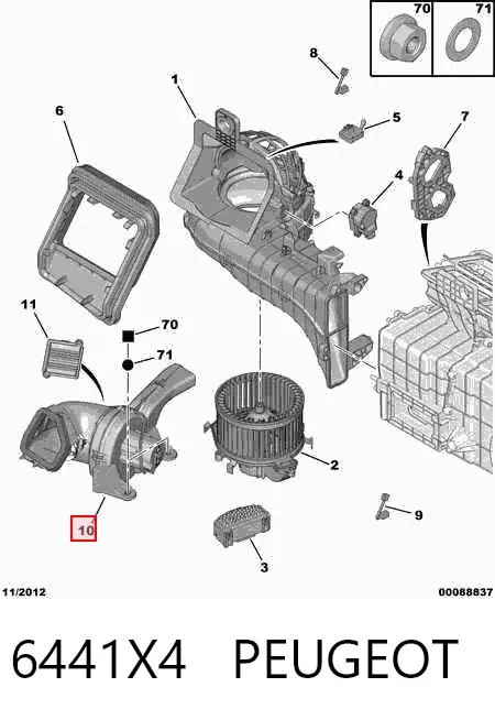 Motor traseiro de ventilador de forno (de aquecedor de salão) 6441X4 Peugeot/Citroen