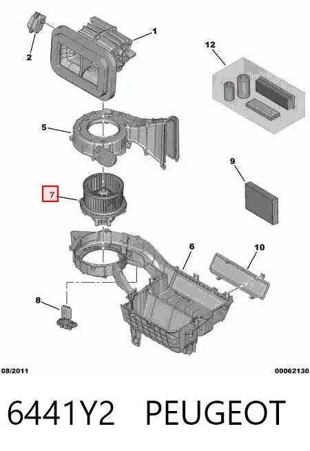 Motor de ventilador de forno (de aquecedor de salão) 6441Y2 Peugeot/Citroen