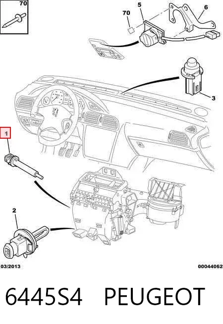 Sensor de temperatura do vaporizador 6445S4 Peugeot/Citroen