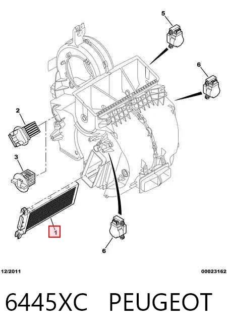 Aquecedor elétrico de ar do sistema de calefacção de salão 6445XC Peugeot/Citroen