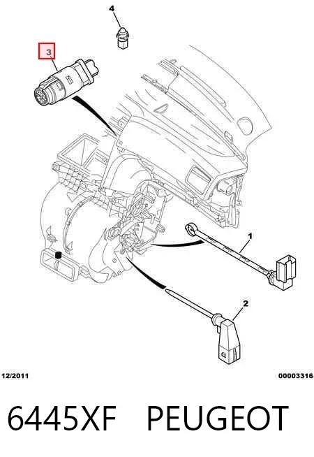 Sensor de temperatura de ar no salão 6445XF Peugeot/Citroen