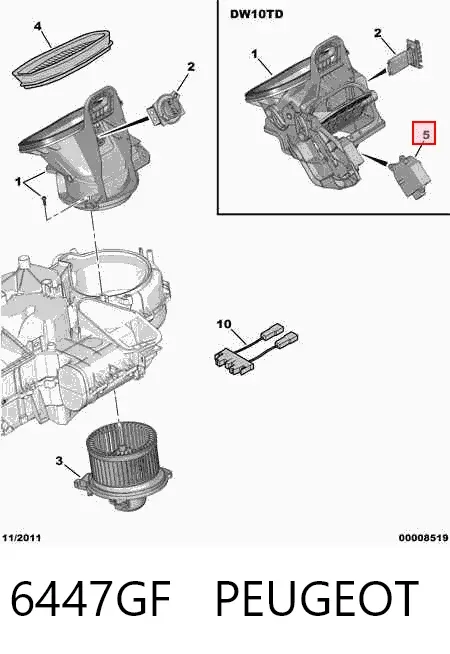 Acionamento de comporta de forno Citroen Berlingo M