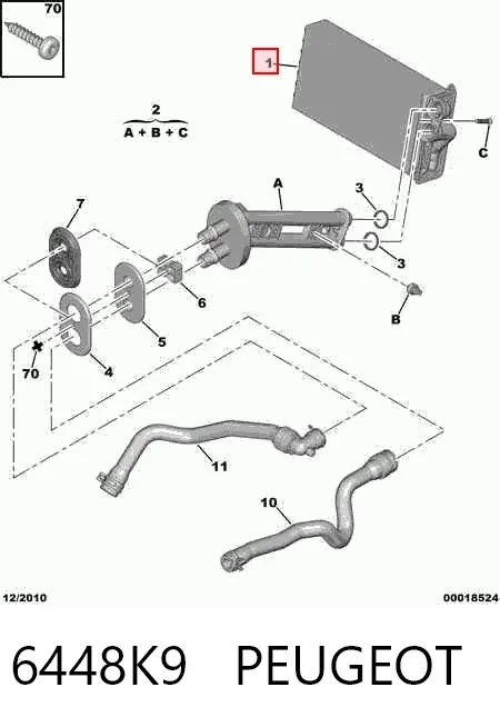 Radiador de forno (de aquecedor) 6448K9 Peugeot/Citroen