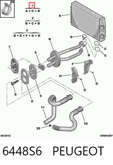 Radiador de forno (de aquecedor) 6448S6 Peugeot/Citroen