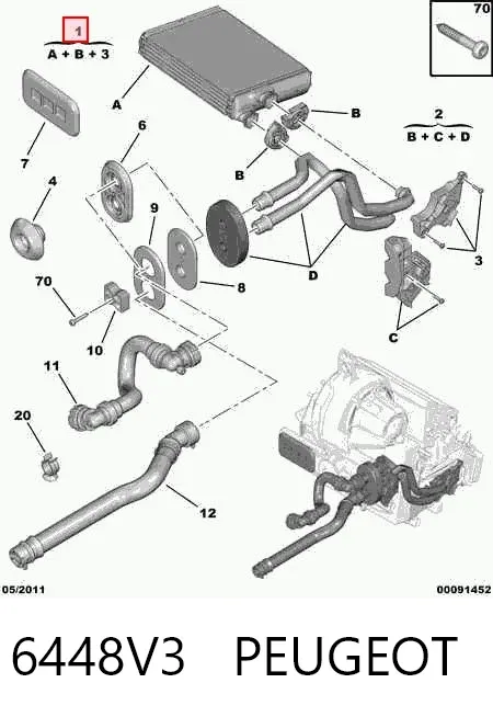 Radiador de forno (de aquecedor) 6448V3 Peugeot/Citroen