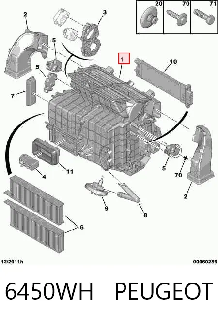 Caixa de ventilador de forno (de aquecedor de salão), montada 6450WH Peugeot/Citroen