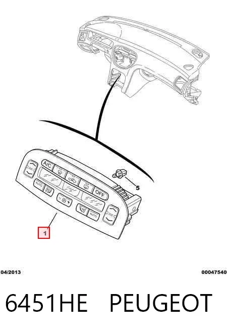 Unidade de controlo dos modos de aquecimento/condicionamento 6451HE Peugeot/Citroen