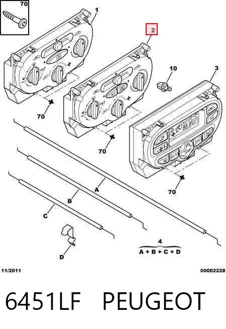 Unidade de controlo dos modos de aquecimento/condicionamento 6451LF Peugeot/Citroen