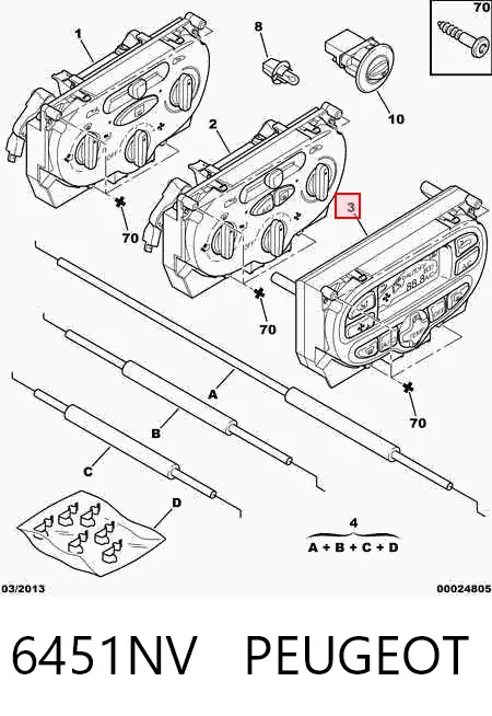Unidade de controlo dos modos de aquecimento/condicionamento 6451NV Peugeot/Citroen