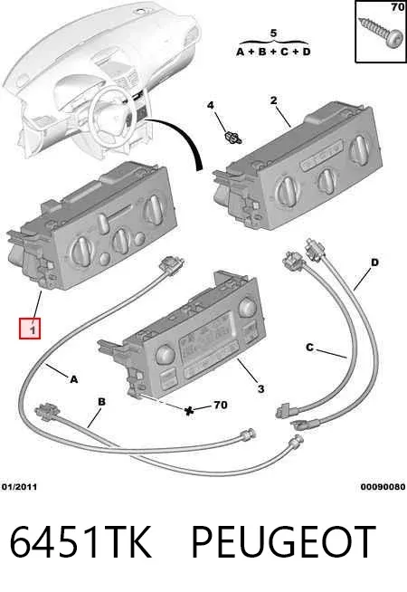 Unidade de controlo dos modos de aquecimento/condicionamento Peugeot 207 WA, WC