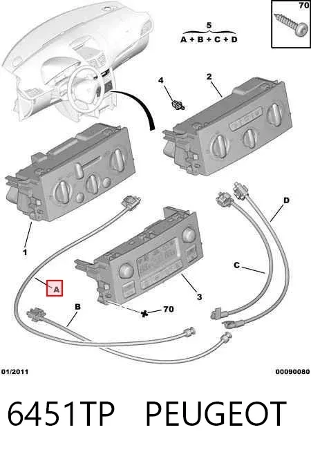 Unidade de controlo dos modos de aquecimento/condicionamento 6451TP Peugeot/Citroen