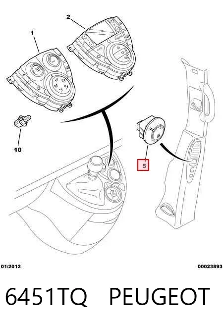 Unidade de controlo dos modos de aquecimento/condicionamento 6451TQ Peugeot/Citroen