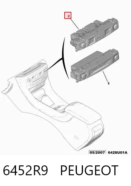Unidade de controlo dos modos de aquecimento/condicionamento 6452R9 Peugeot/Citroen
