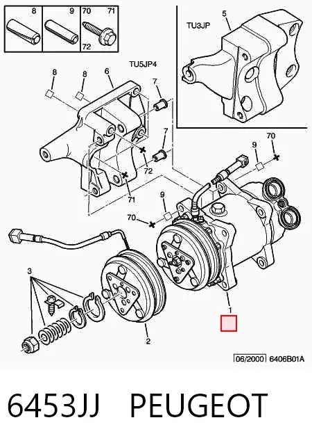 Compressor de aparelho de ar condicionado 6453JJ Peugeot/Citroen