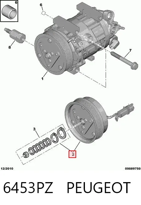 Acoplamento (bobina magnética) do compressor de aparelho de ar condicionado 6453PZ Peugeot/Citroen