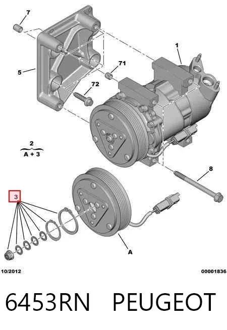 Acoplamento (bobina magnética) do compressor de aparelho de ar condicionado 6453RN Peugeot/Citroen