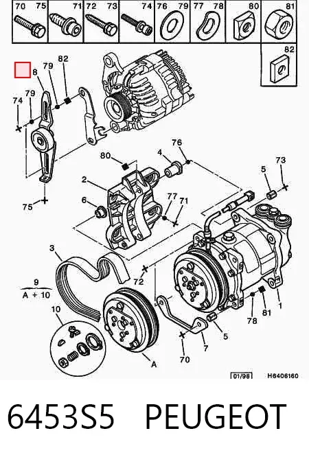 Rolo de reguladora de tensão da correia de transmissão 6453S5 Peugeot/Citroen