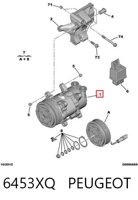 Compressor de aparelho de ar condicionado 6453XQ Peugeot/Citroen