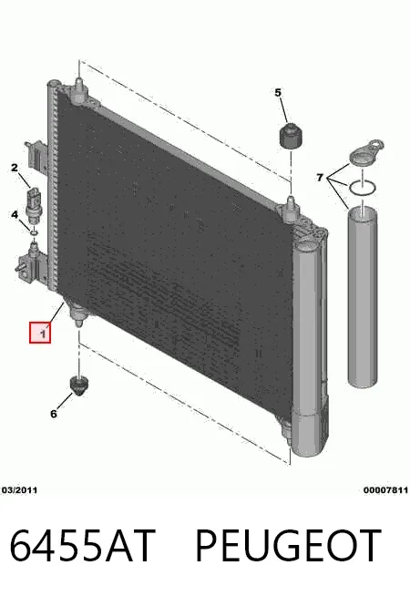 Radiador de aparelho de ar condicionado 6455AT Peugeot/Citroen