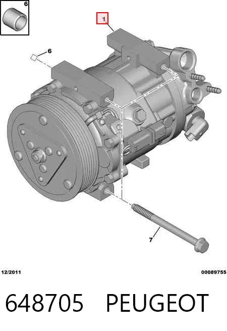 Compressor de aparelho de ar condicionado 648705 Peugeot/Citroen