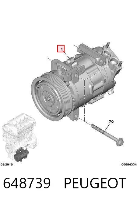 Compressor de aparelho de ar condicionado 648739 Peugeot/Citroen