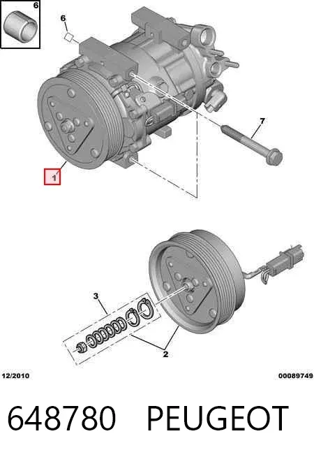 Compressor de aparelho de ar condicionado 648780 Peugeot/Citroen