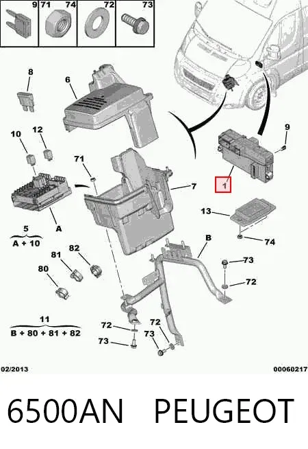Caixa de unidade de dispositivos de segurança 6500AN Peugeot/Citroen