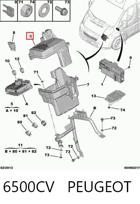 Tampa de unidade de dispositivos de segurança 6500CV Peugeot/Citroen
