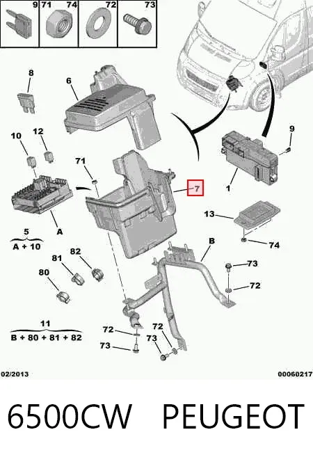 Caixa de unidade de dispositivos de segurança 6500CW Peugeot/Citroen
