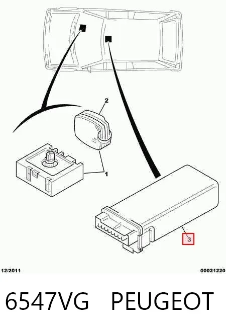 Unidade de controlo do fecho central 6547VG Peugeot/Citroen