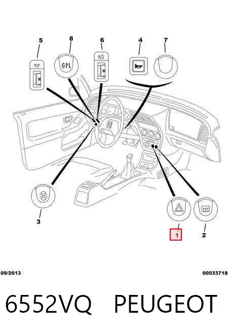 Botão de ativação do sinal de emergência 6552VQ Peugeot/Citroen