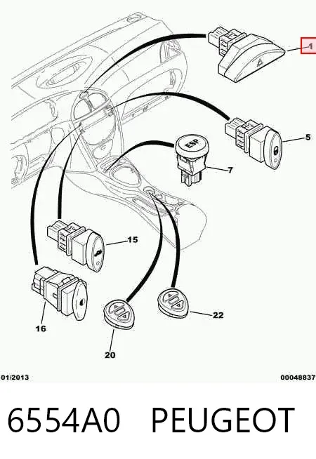 Botão de ativação do sinal de emergência Citroen C5 I