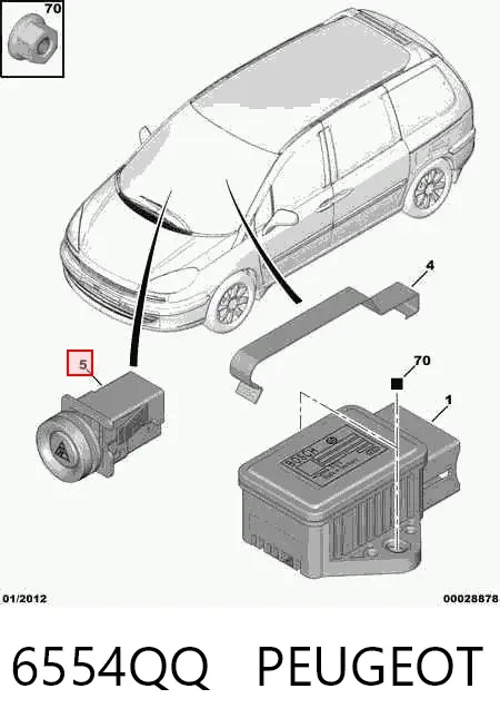 Botão de ativação ESP 6554QQ Peugeot/Citroen
