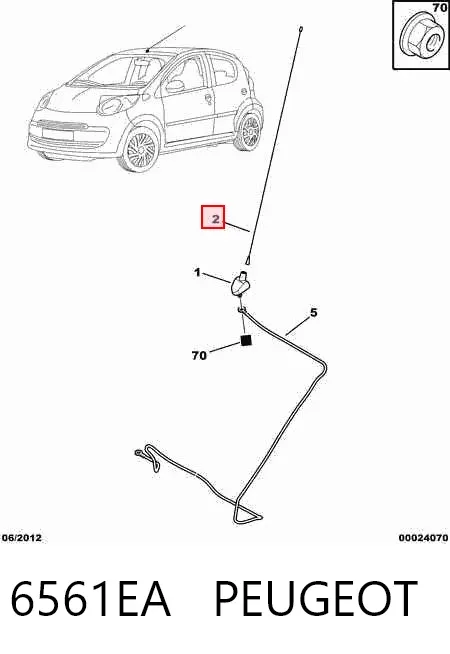 Haste de antena 6561EA Peugeot/Citroen