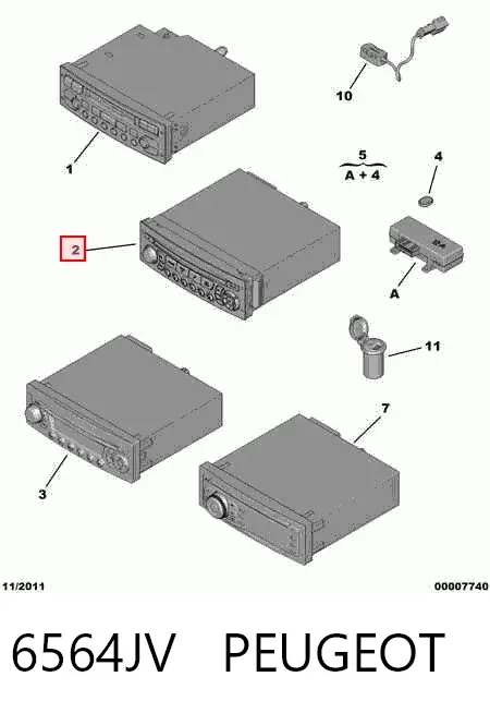 Aparelhagem de som (rádio AM/FM), universal 6564JV Peugeot/Citroen