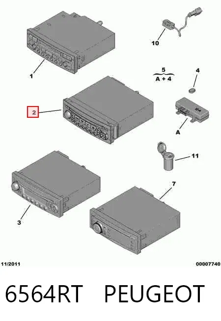 Aparelhagem de som (rádio AM/FM) 6564RT Peugeot/Citroen