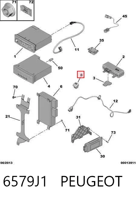 Concentrador USB 6579J1 Peugeot/Citroen