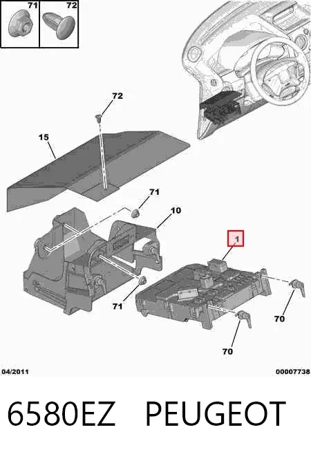 Unidade de dispositivos de segurança 6580EZ Peugeot/Citroen