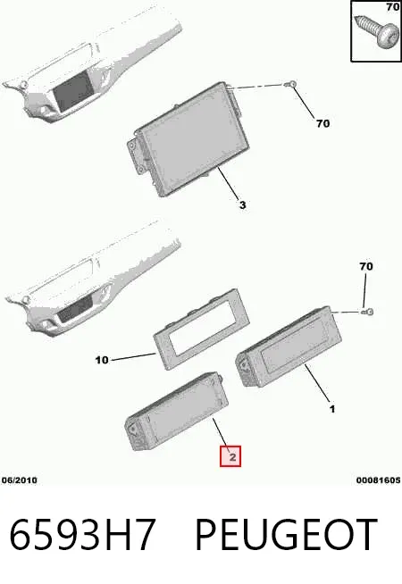 Mostrador multifuncional 6593H7 Peugeot/Citroen