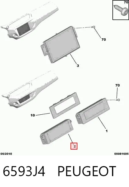 Mostrador multifuncional 6593J4 Peugeot/Citroen