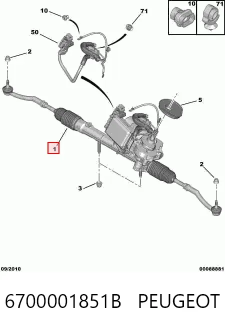 Cremalheira da direção 6700001851B Peugeot/Citroen