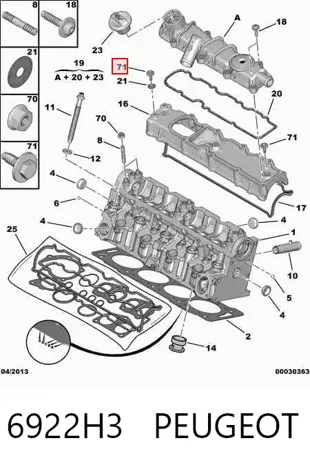 Parafuso de proteção de motor 6922H3 Peugeot/Citroen