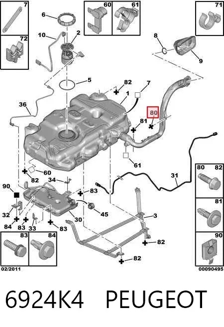 Parafuso do sistema de escape (do silenciador) 6924K4 Peugeot/Citroen
