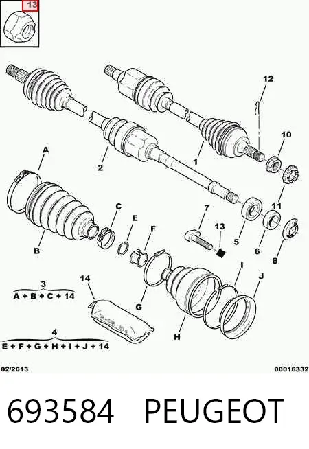 Porca de parafuso de fixação de braço oscilante dianteiro inferior 693584 Peugeot/Citroen