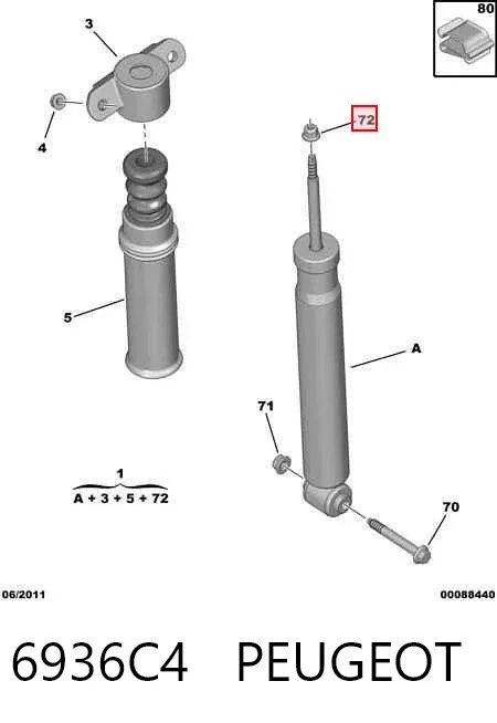 Parafuso (porca) de fixação 6936C4 Peugeot/Citroen