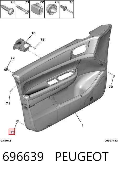 Cápsula (prendedor) de fixação de revestimento da porta 696639 Peugeot/Citroen